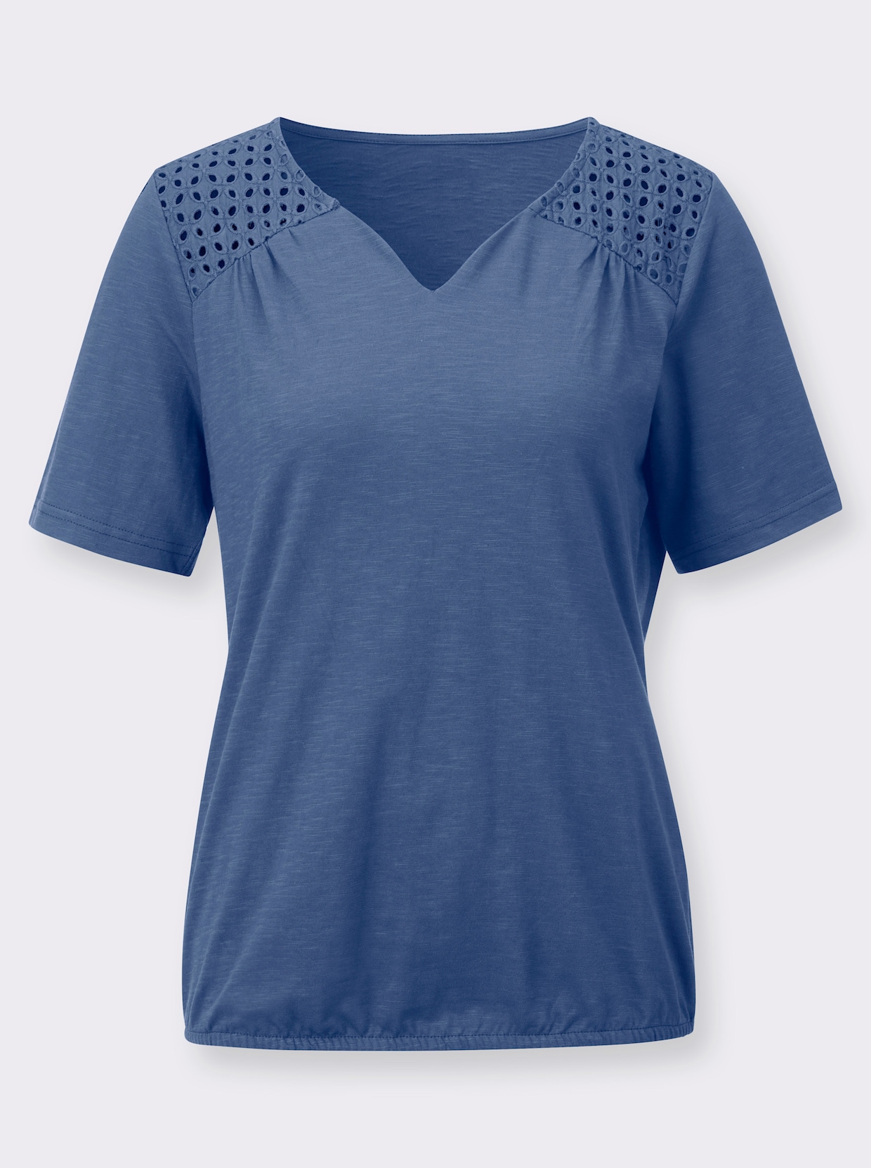 Spitzenshirt - jeansblau