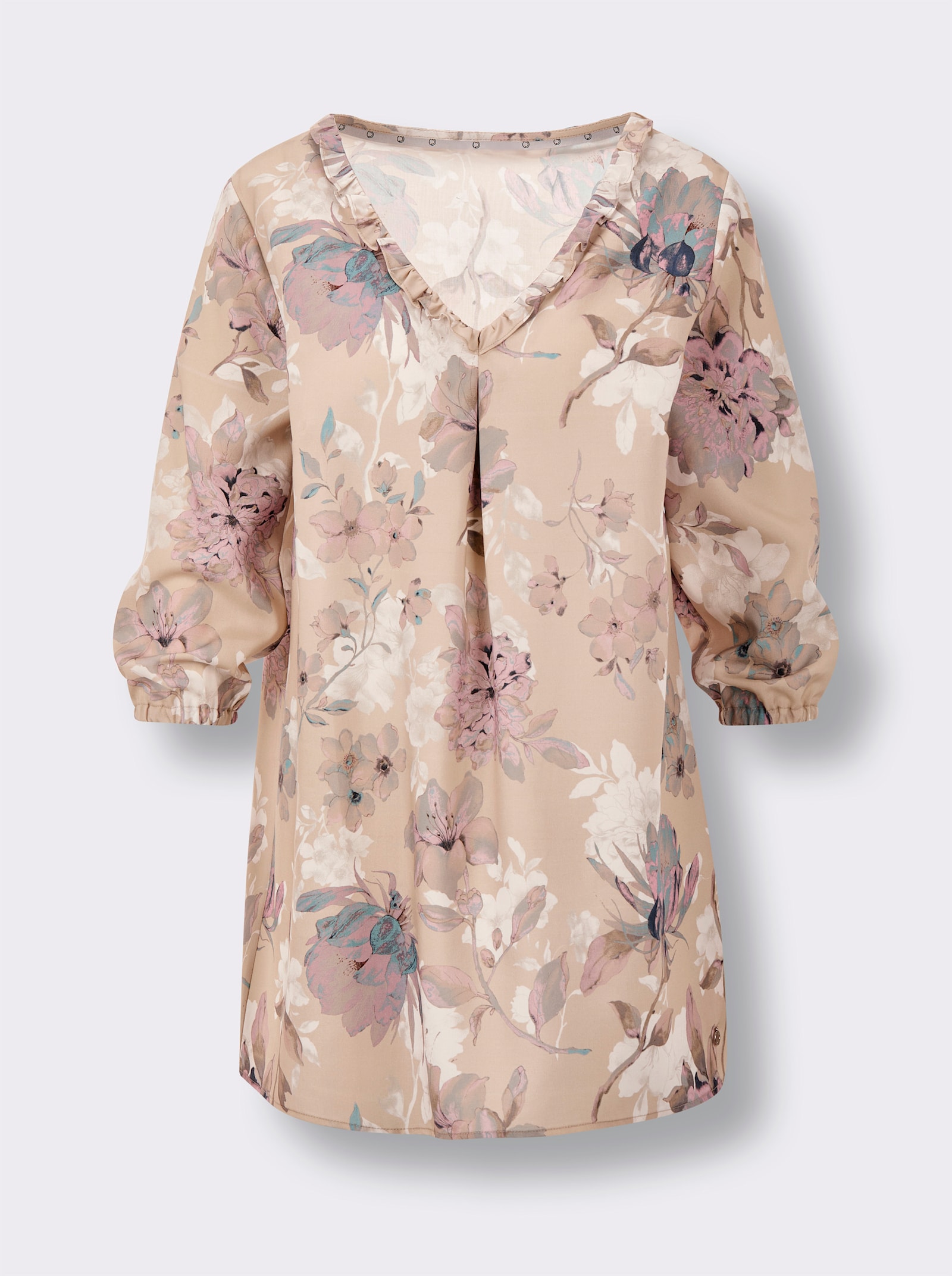 CREATION L PREMIUM Longbluse in weicher Lyocell-Qualität - sand-bedruckt