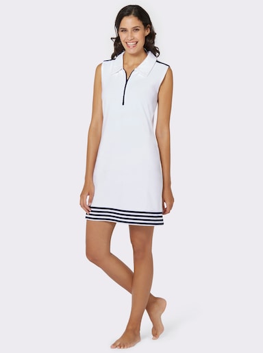 Plantier Sommerkleid aus Leichtfrottee - weiß