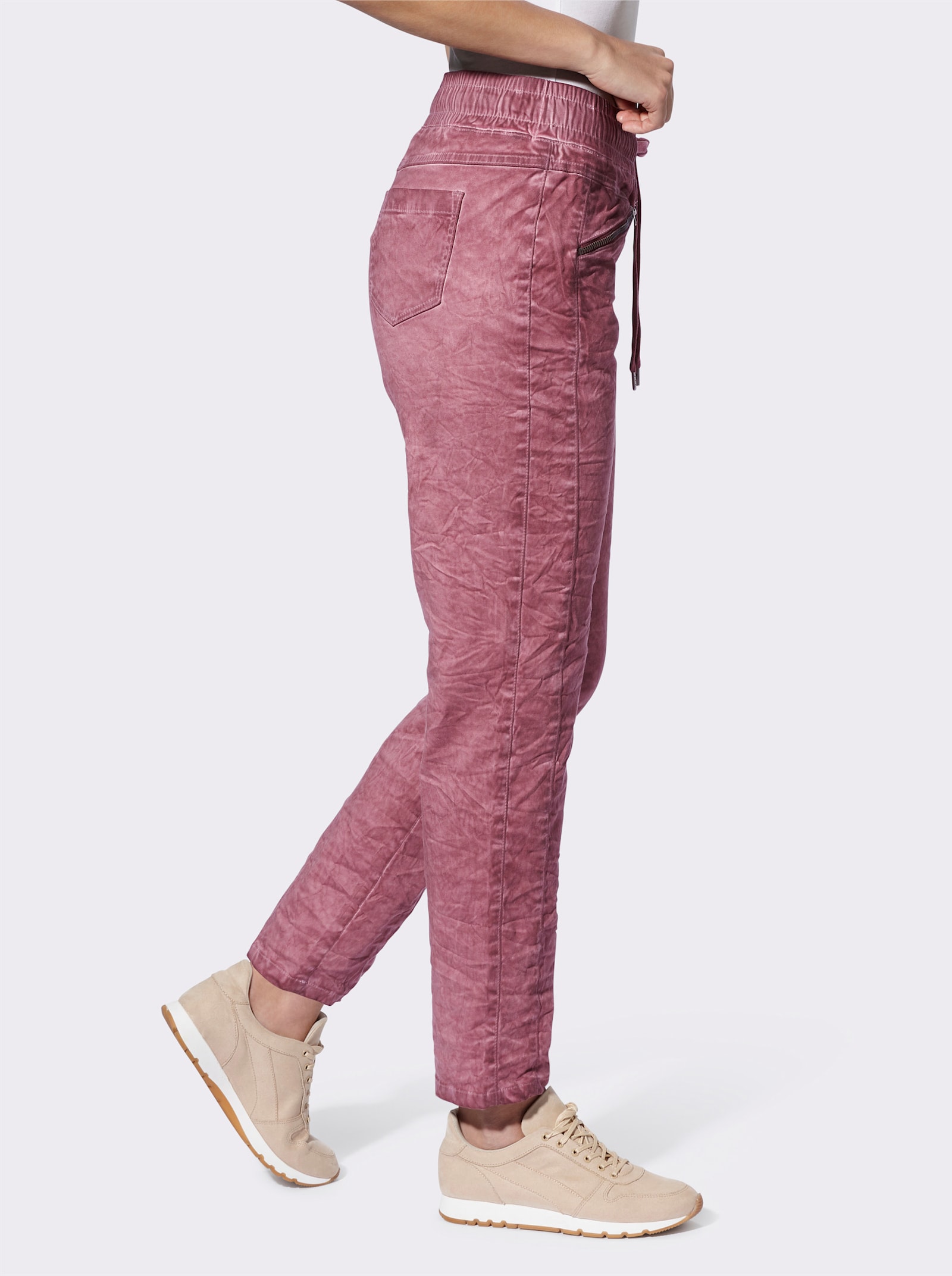 heine Comfortbroek van crinkle-stof - bordeaux