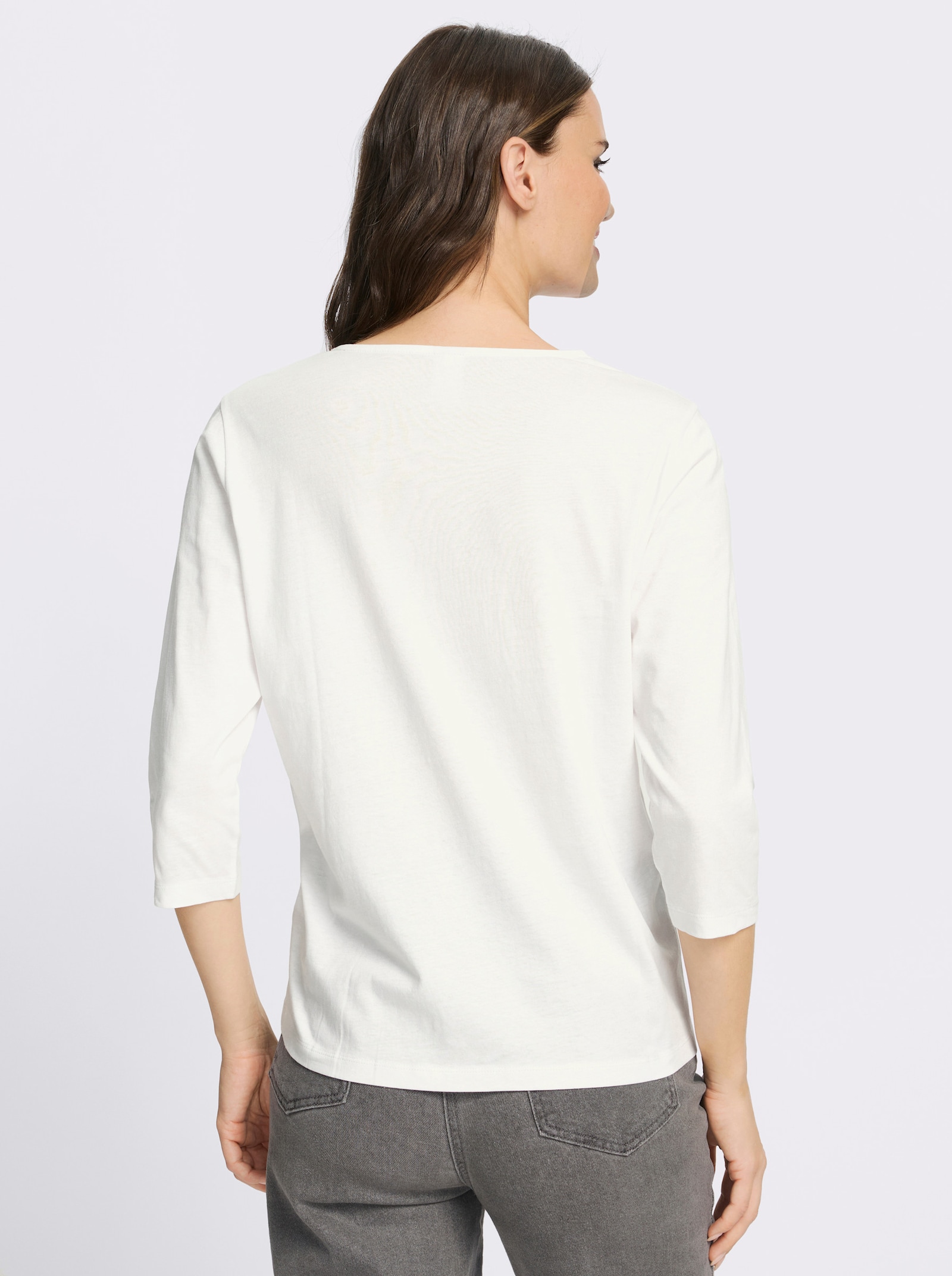 Rundhalsshirt mit Giraffen-Print - weiß-orange