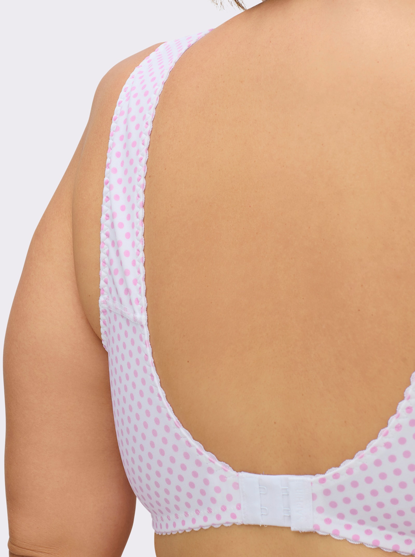wäschepur Entlastungs-BH ohne Bügel mit elastischer Spitze - grau-getupft + rosé-getupft