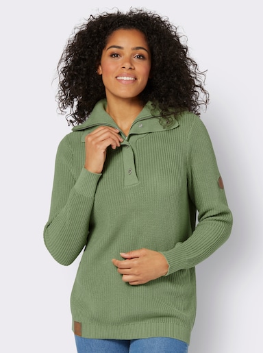 Strickpullover mit Troyerkragen - eucalyptus