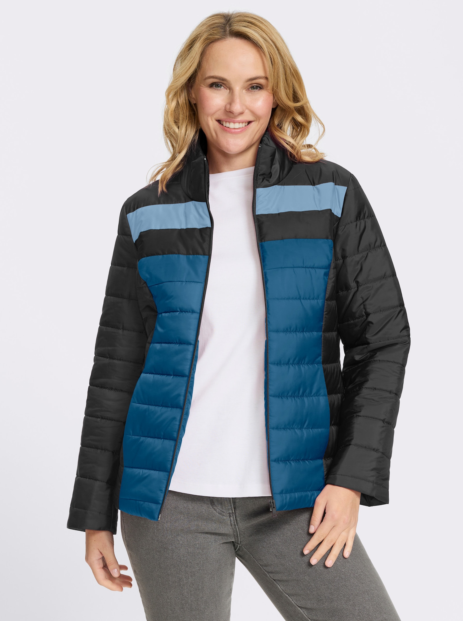 Steppjacke für kalte Wintertage geeignet - schwarz-jeansblau