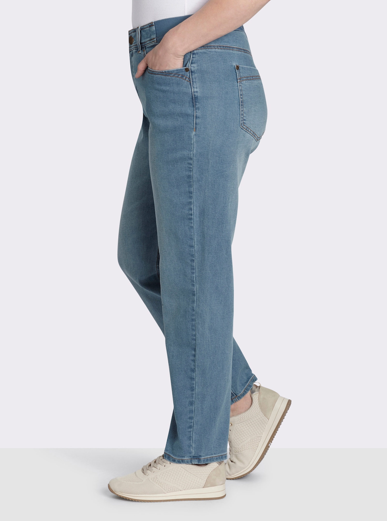 sheego Jeans mit schmalem Bein und Komfortbund - blue-bleached