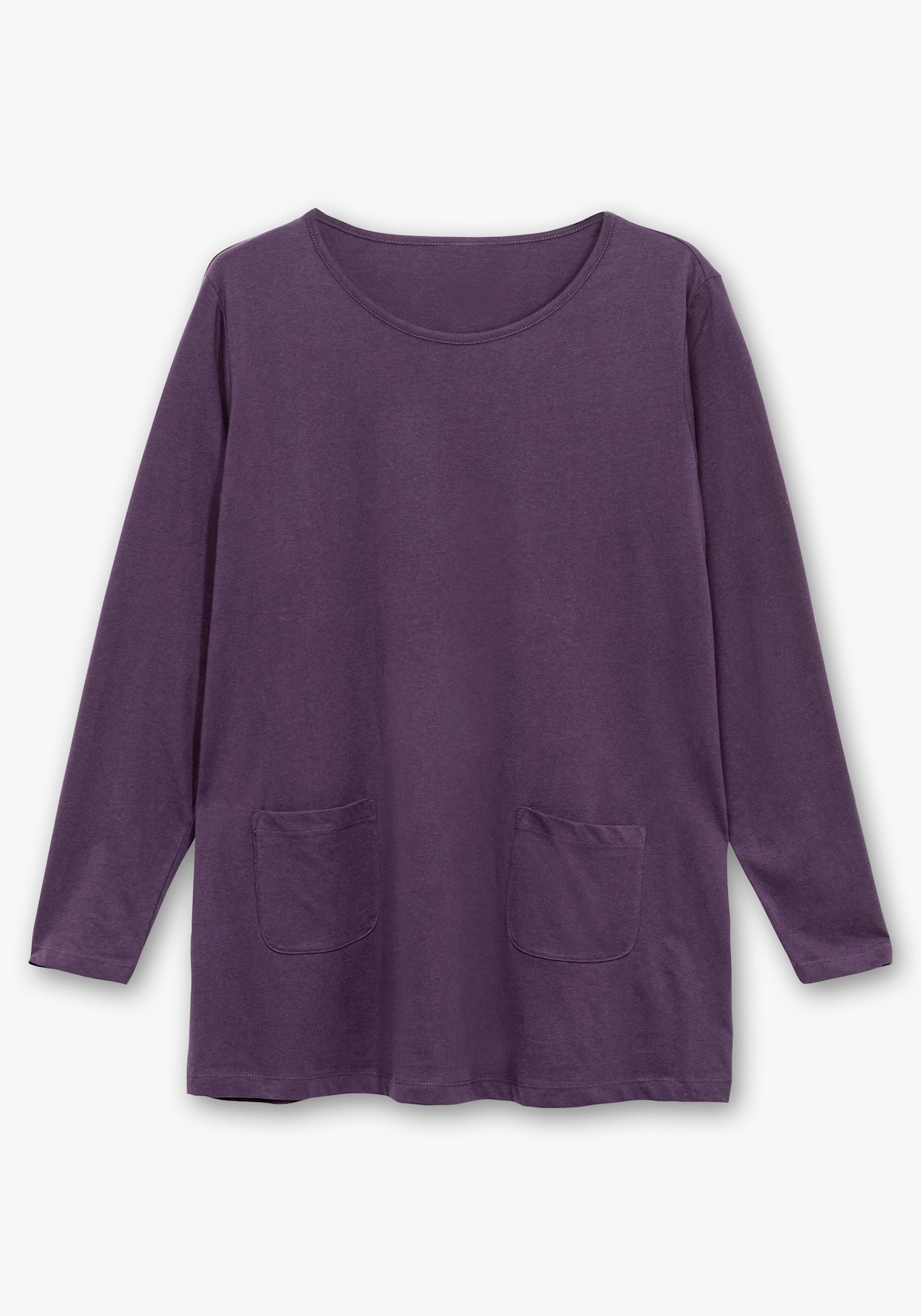 Longshirt mit aufgesetzten Taschen - pflaume