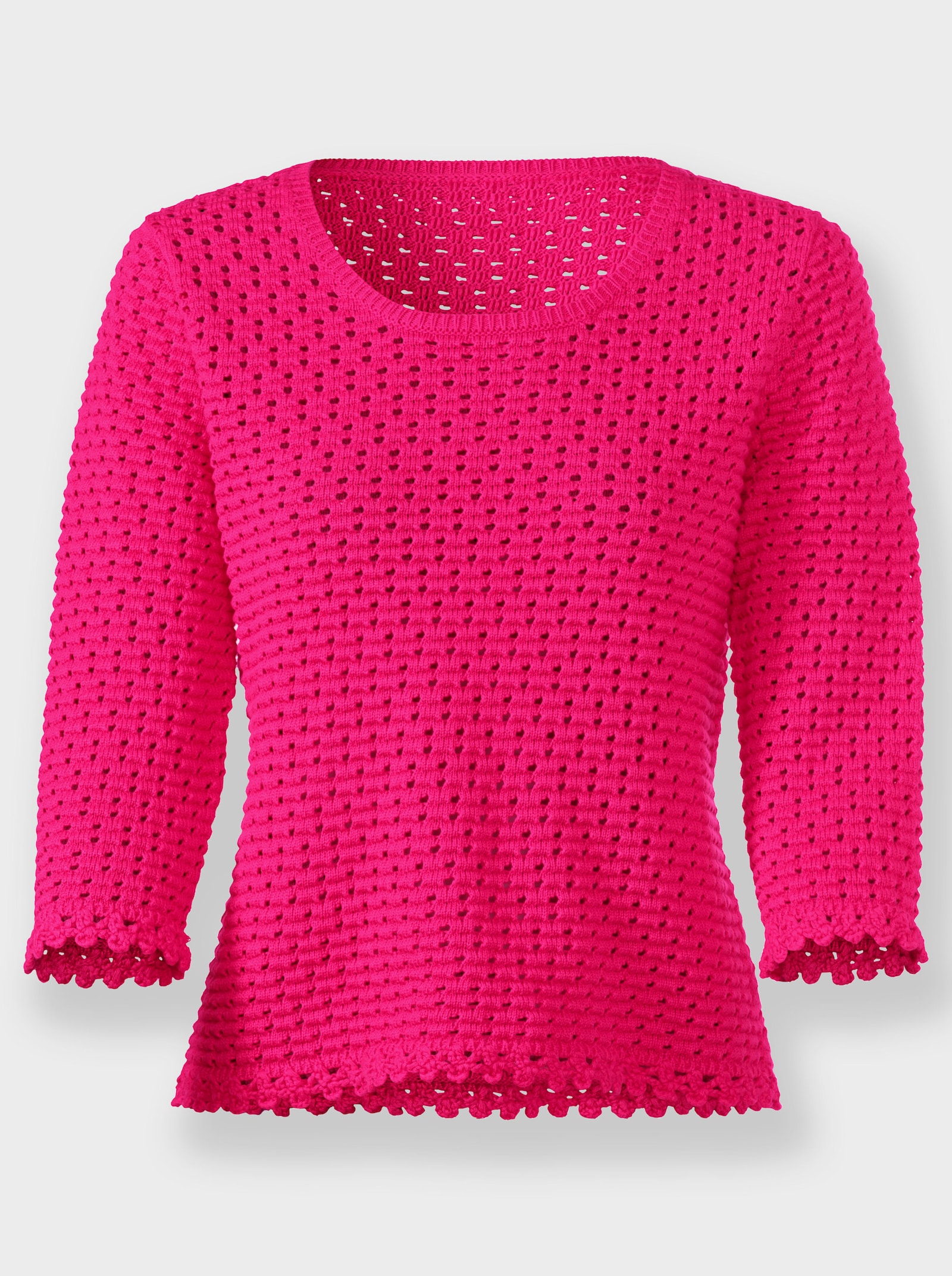 heine Pull à manches 3/4 avec motif ajouré - fuchsia