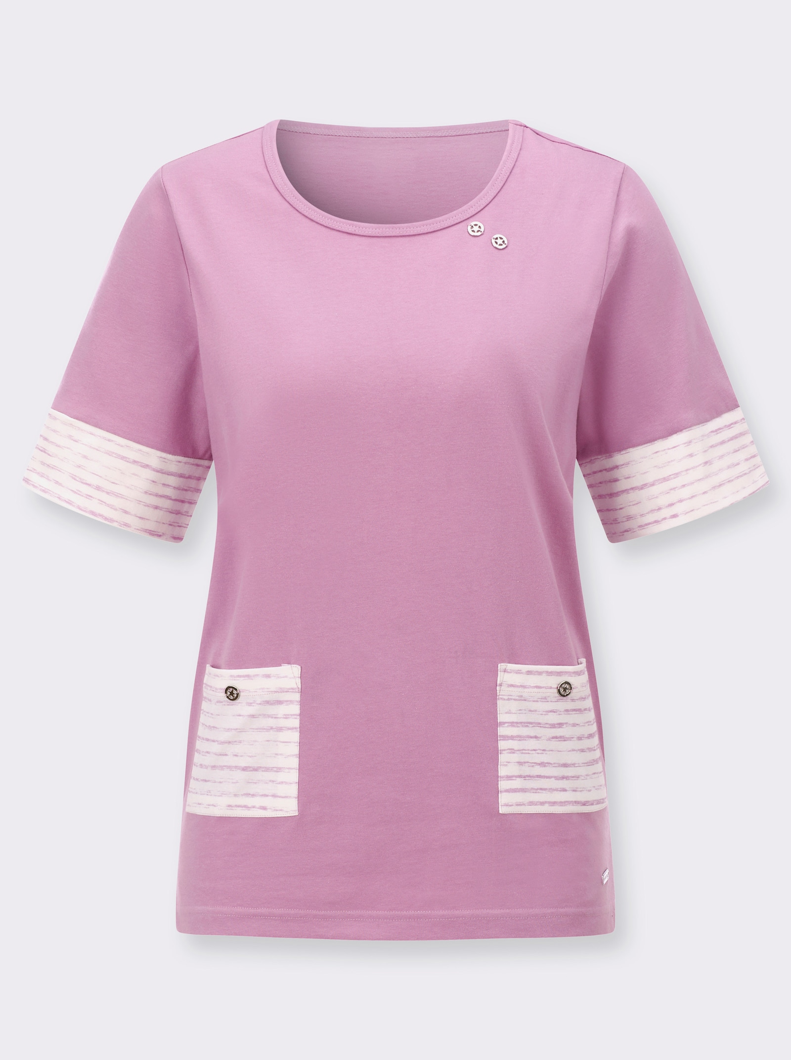 Kurzarmshirt mit silberfarbigen Details - orchidee