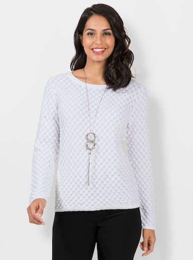 Strickpullover mit Strukturmuster - weiß