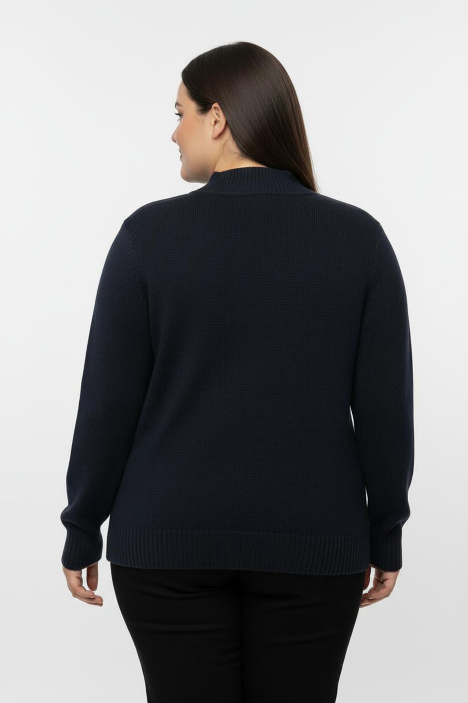 Stehkragenpullover mit Baumwolle - marine