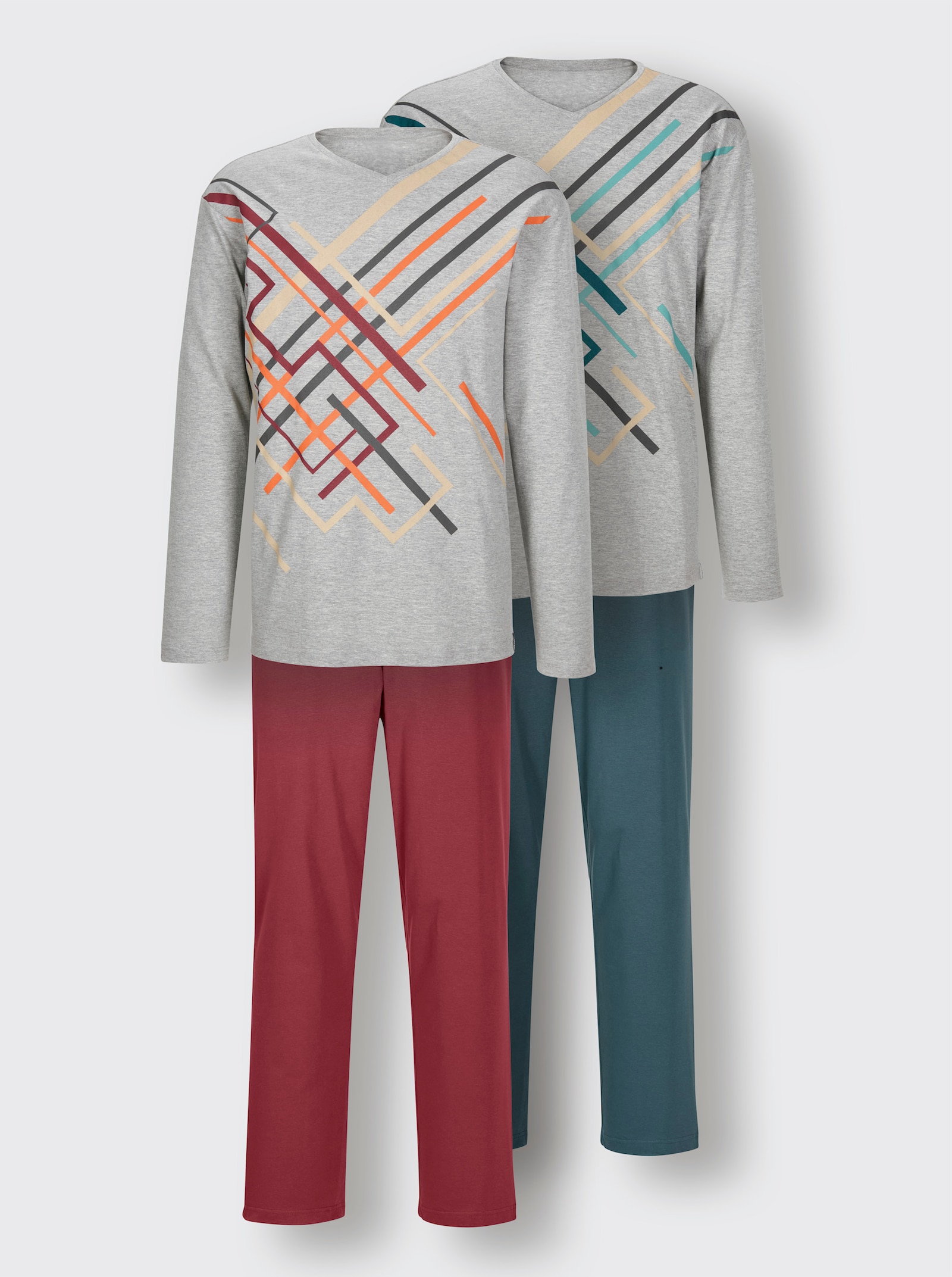 wäschepur men Schlafanzüge - petrol + dunkelrot