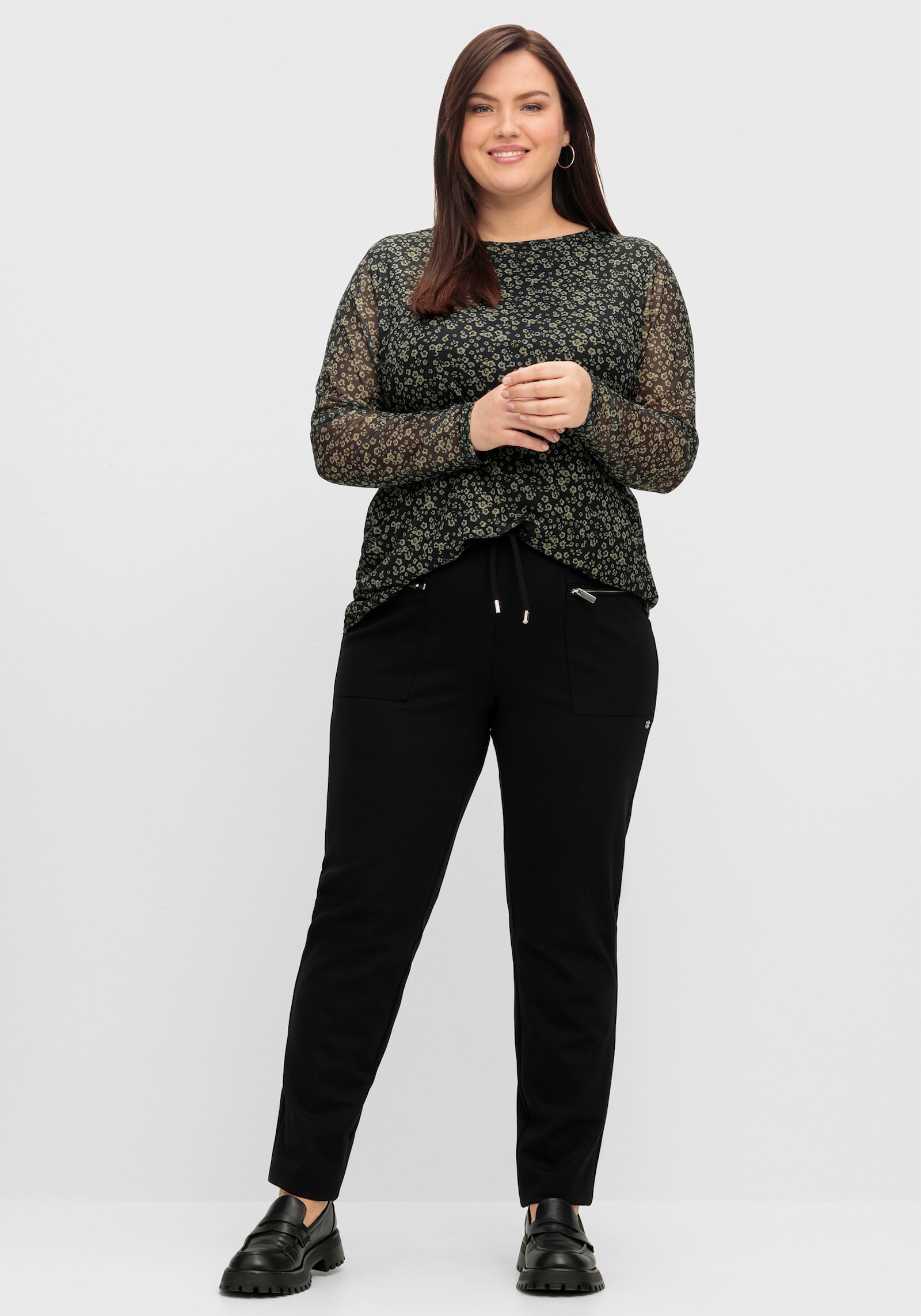 sheego Jogg Pants im Cargo-Stil - schwarz