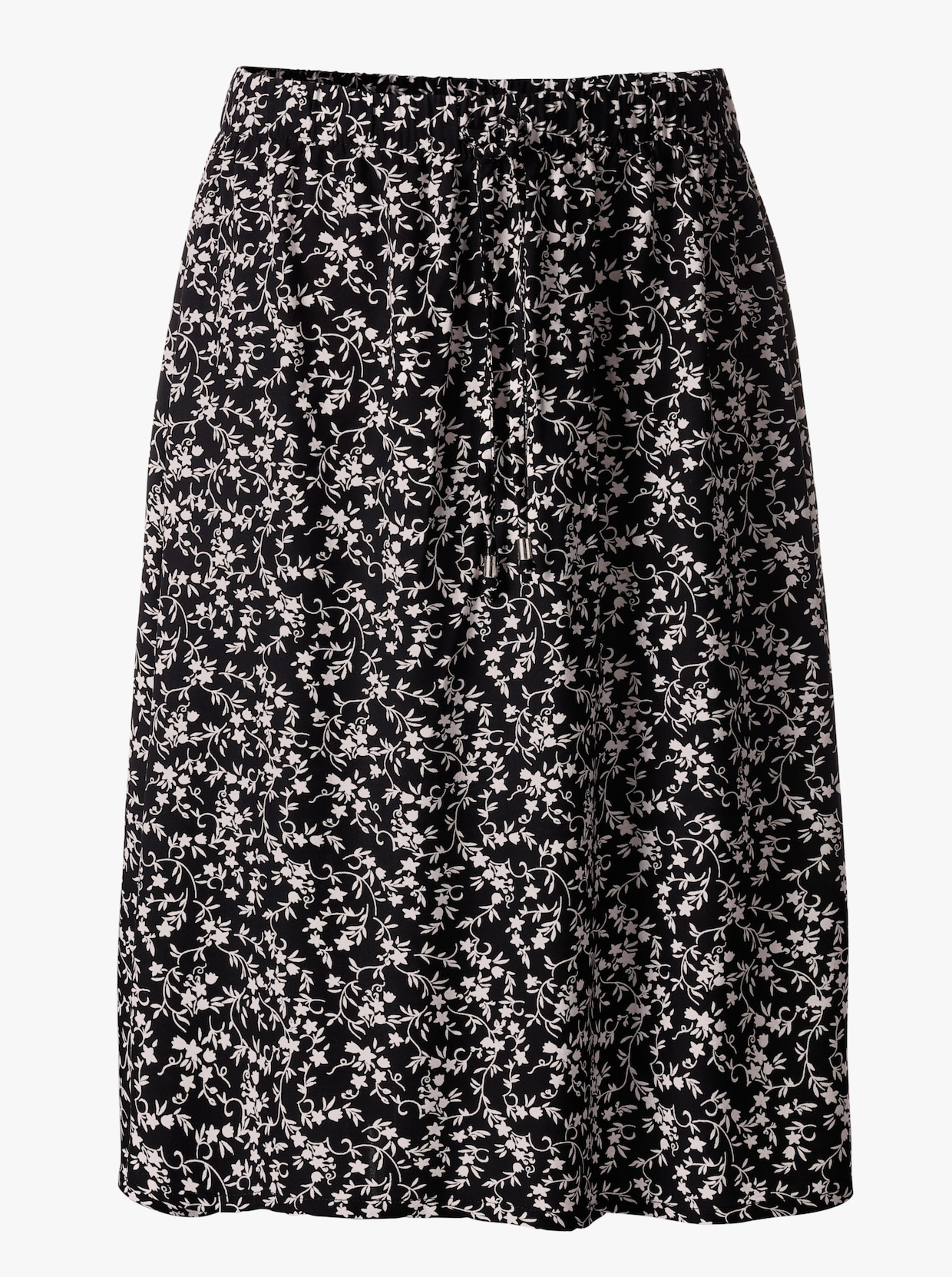 Tkaná sukně - černá-květinový vzor