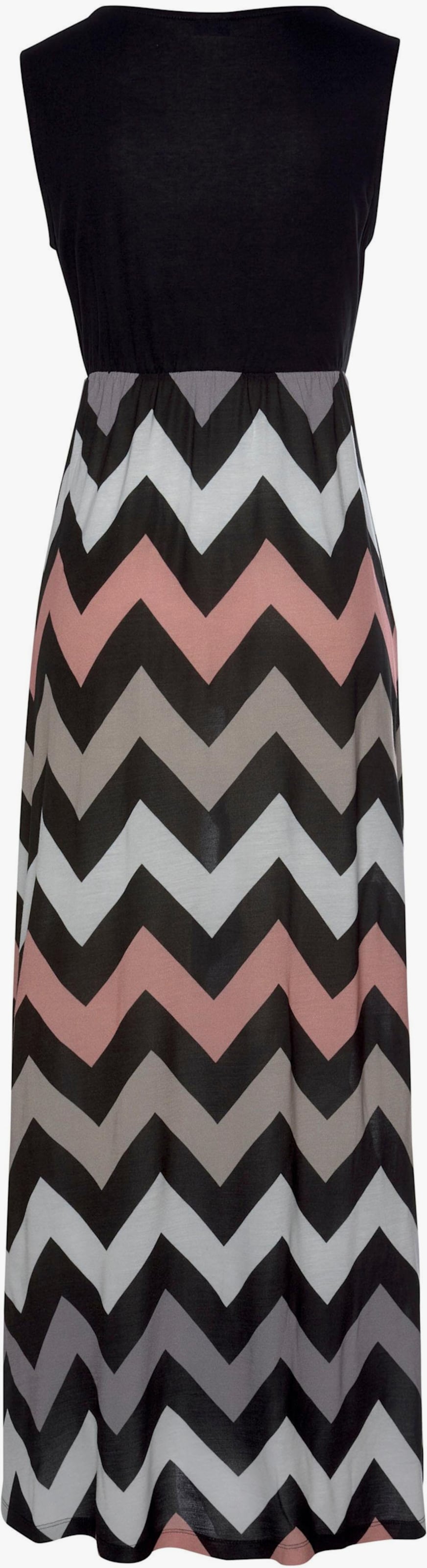 LASCANA Maxi-jurk - zwart/roze/crème/taupe