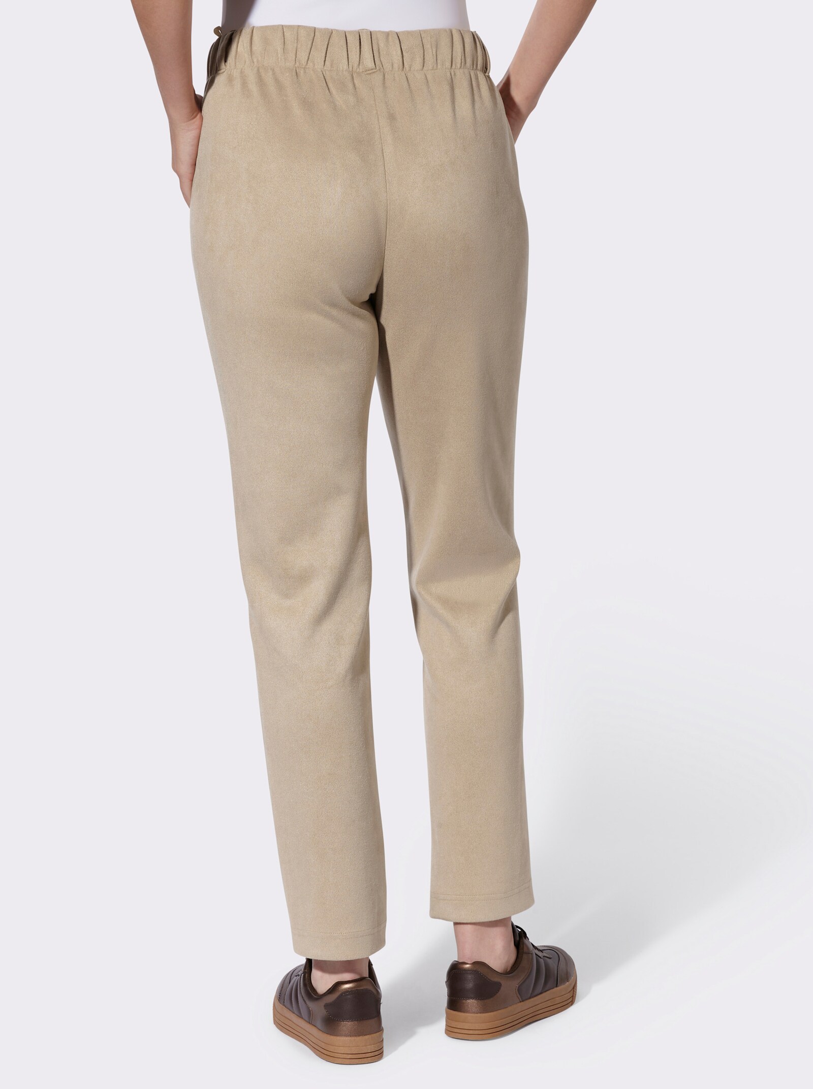 Hose in Velourleder-Optik - beige