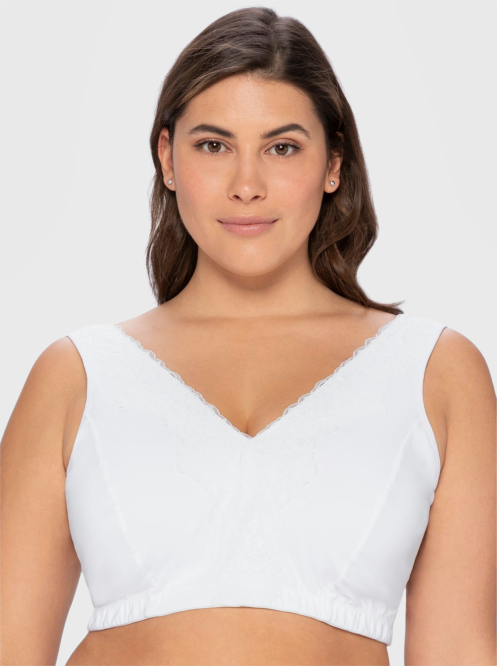 sheego Bügelloser BH in Bustier-Form, mit Spitzenborte - weiss