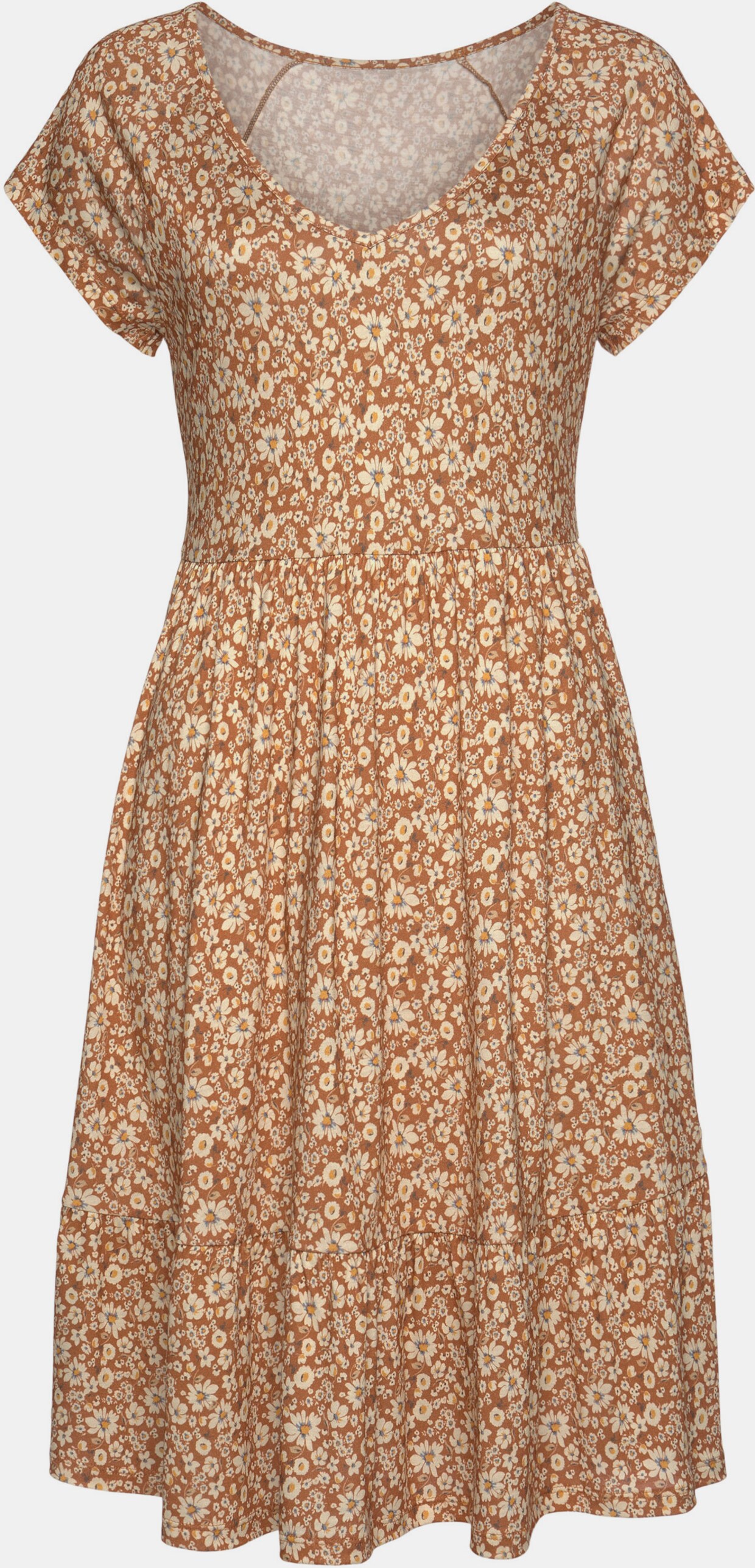 Buffalo Jerseykleid - braun-creme-bedruckt