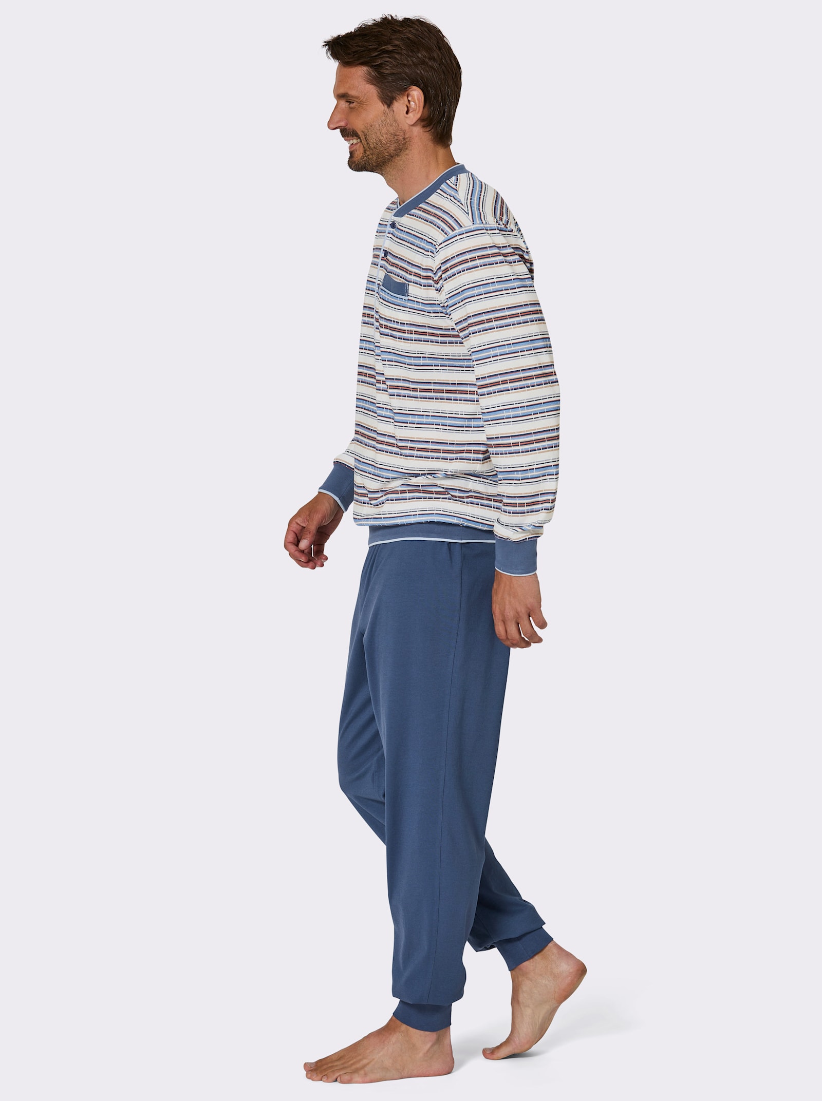 KINGsCLUB Schlafanzug - jeansblau-bleu-bedruckt