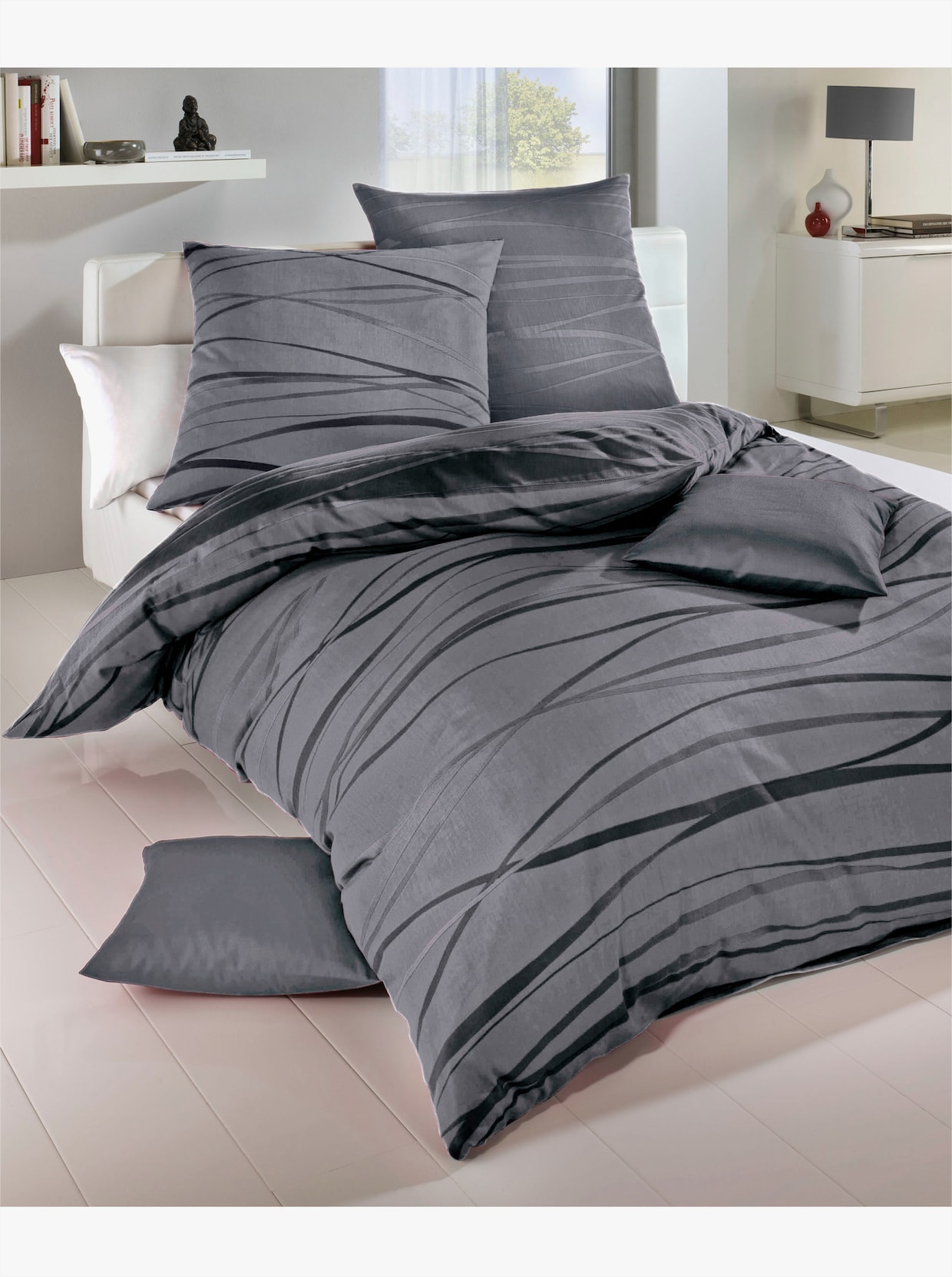 Kaeppel Linge de lit - gris-anthracite