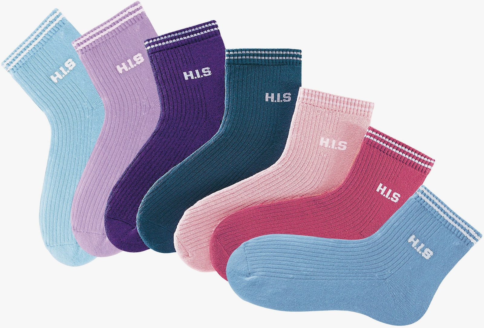 H.I.S Kurzsocken - hellblau, rosa, petrol, lila, blau, helllila, beere