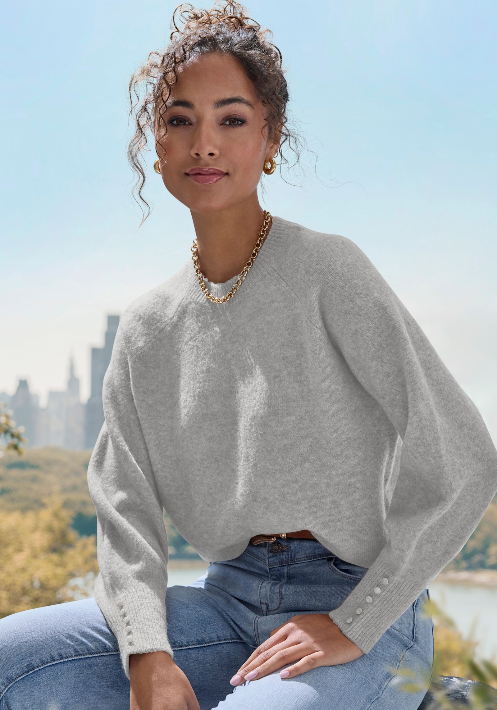 LASCANA Pull encolure ronde - gris chiné