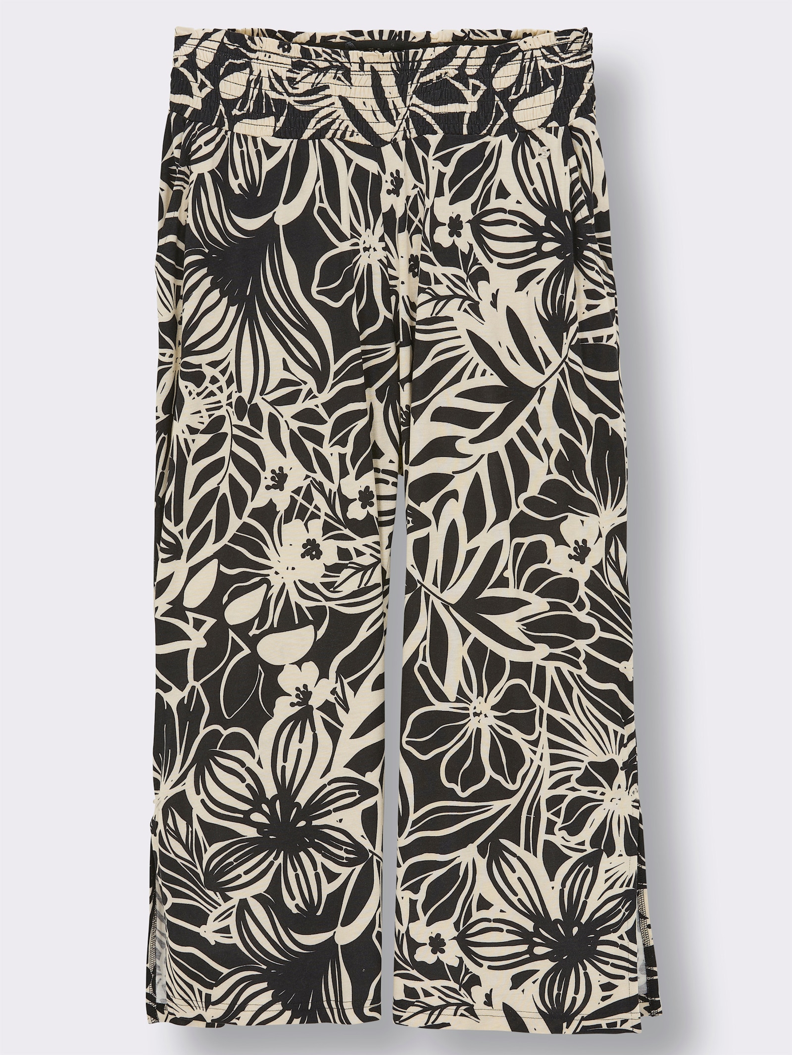 sheego Druckhose In Culotte-Form - schwarz-sand-bedruckt