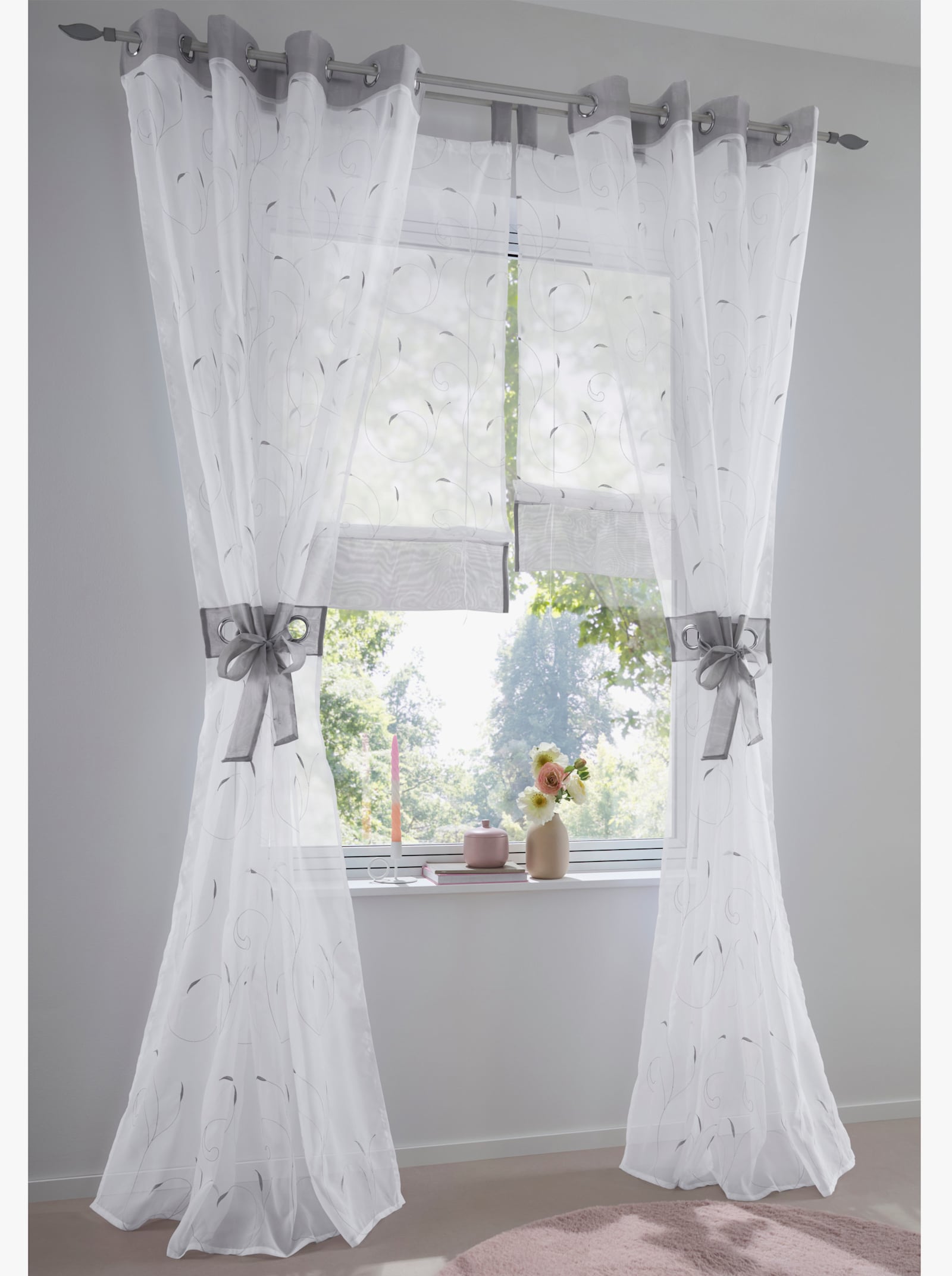 heine home Bändchenrollo - weiß-grau