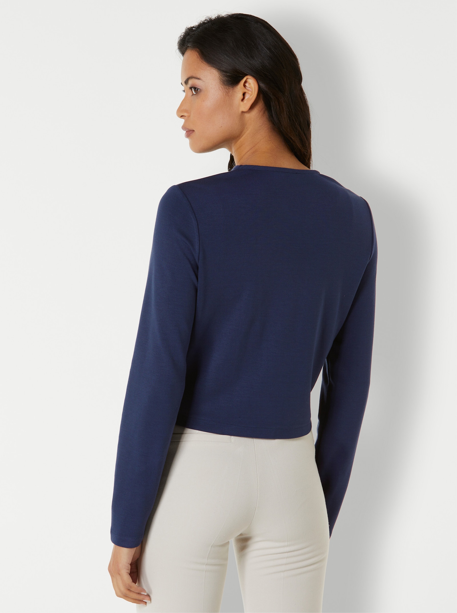 CREATION L PREMIUM Shirtjacke mit gewellten Kanten - nachtblau