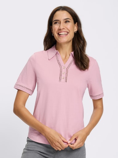 Poloshirt mit Knöpfen in Horn-Optik - mauve