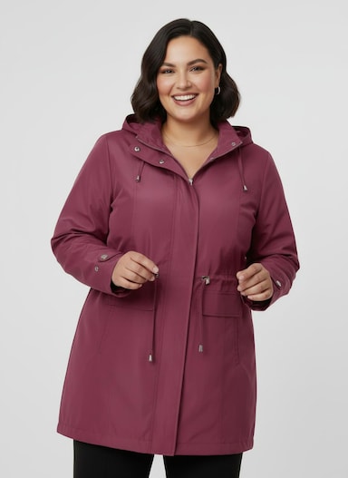 Jacke mit regulierbarer Kapuze und Taille - himbeere