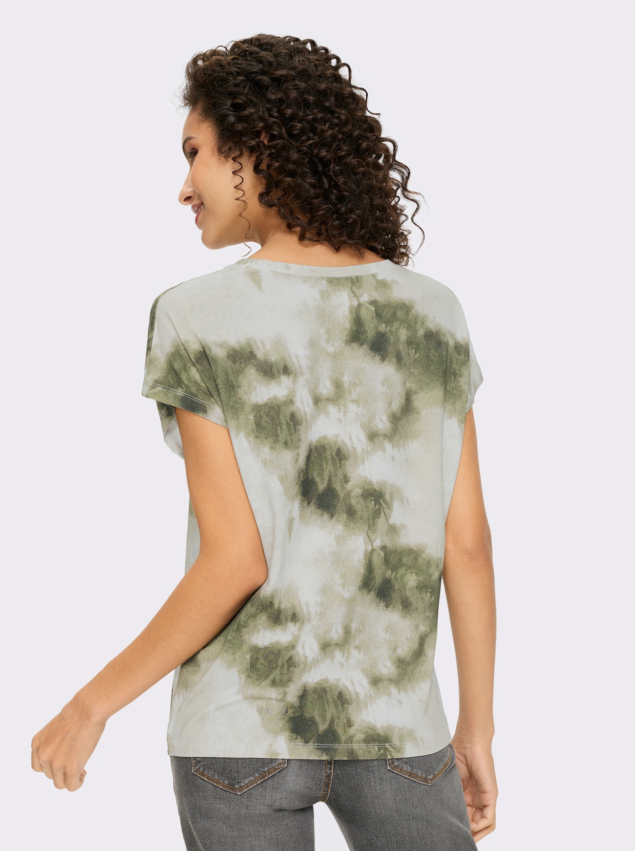 heine Kurzarmshirt - khaki-ecru-bedruckt