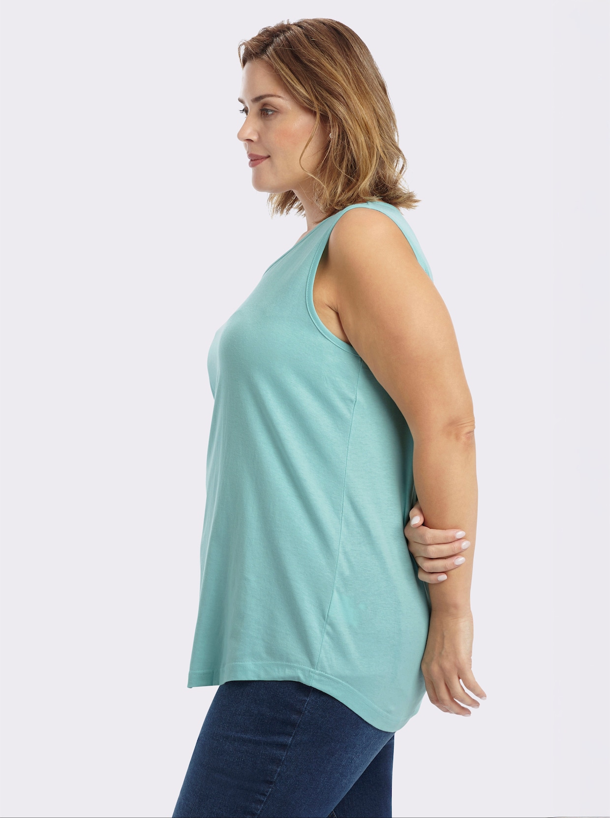 Longtop mit abgerundetem Saum - flieder + mint