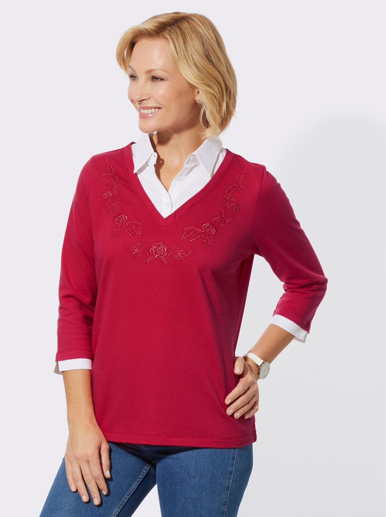 2-in-1-shirt met lange mouwen - aardbei