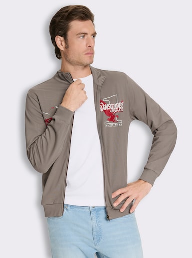 Shirtjacke mit Prints - taupe