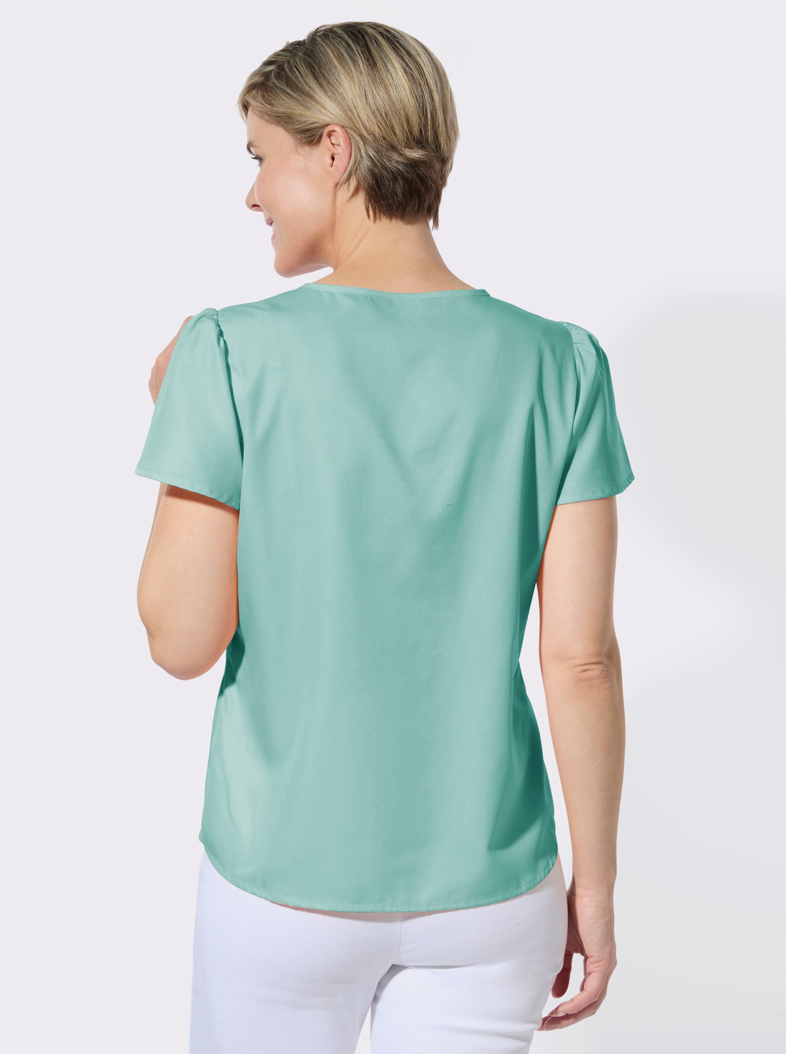 Schlupfbluse mit Flügelärmeln - mint
