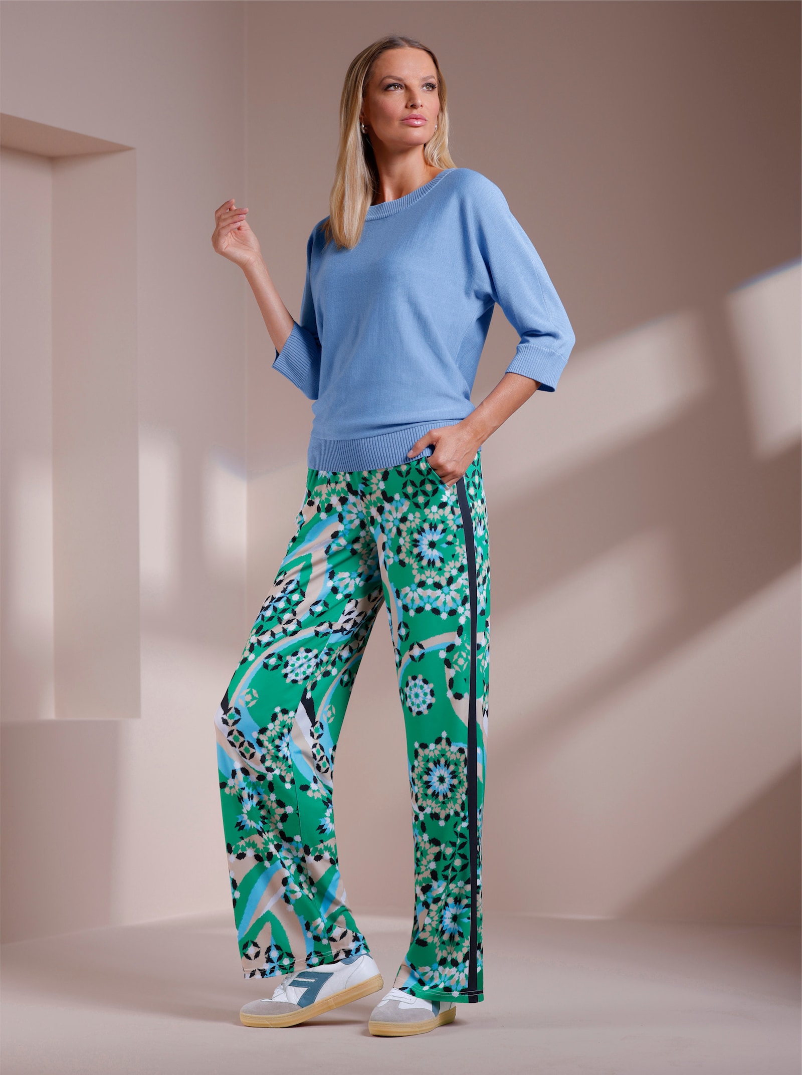 heine 3/4 Arm-Pullover Mit Fledermausarm - himmelblau