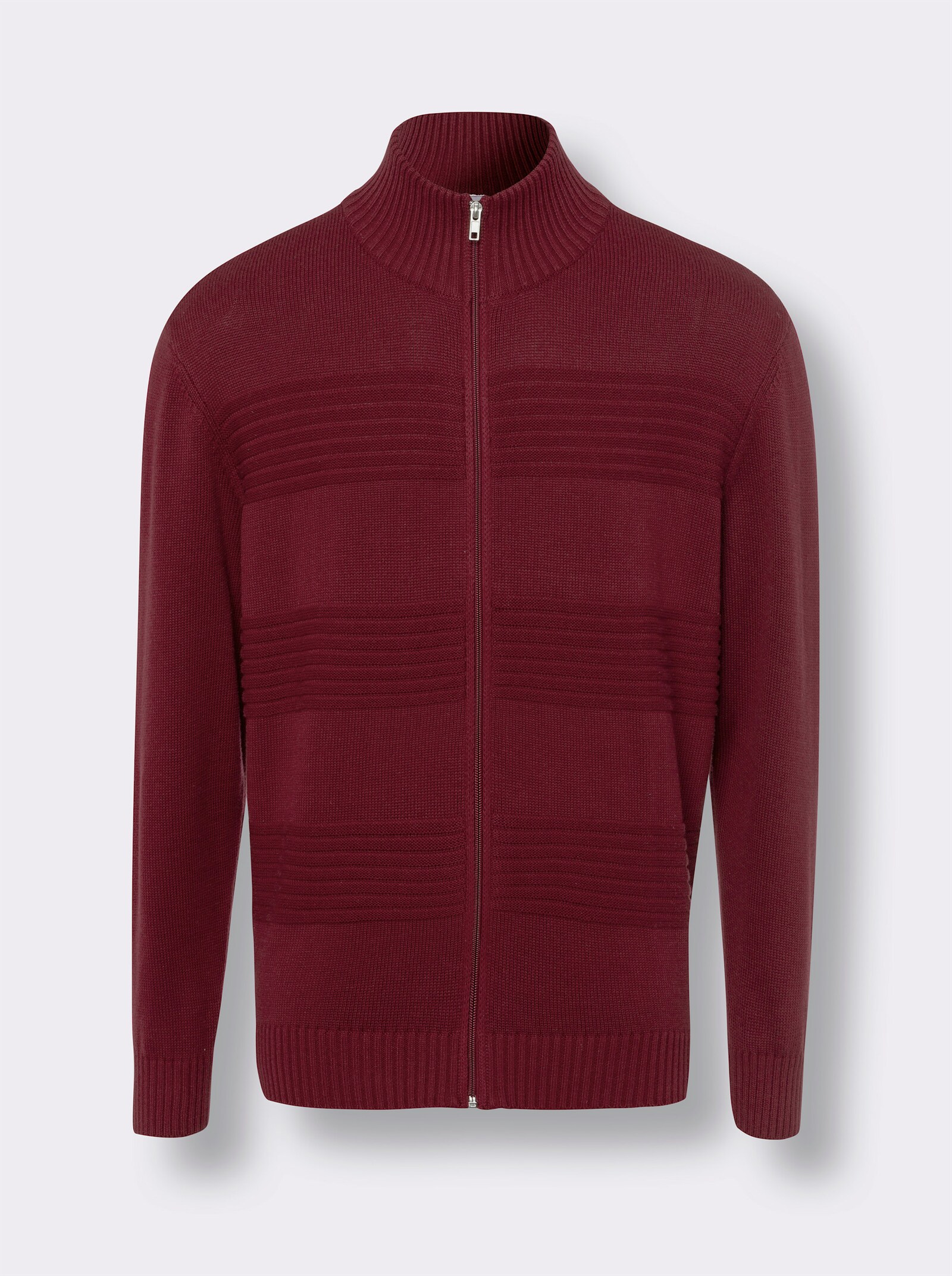 Kofta med ribbmönster - mörkröd