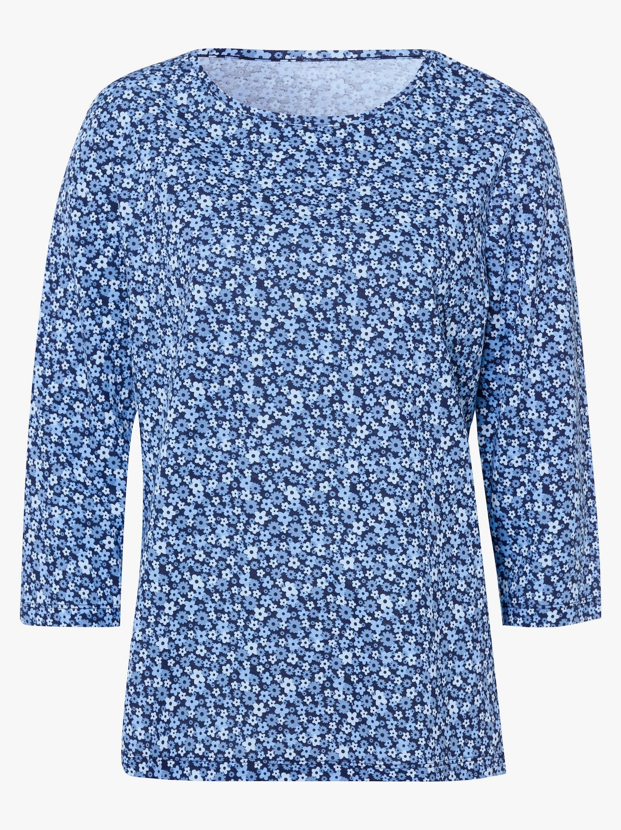 Shirt met 3/4-mouw - nachtblauw + nachtblauw bedrukt