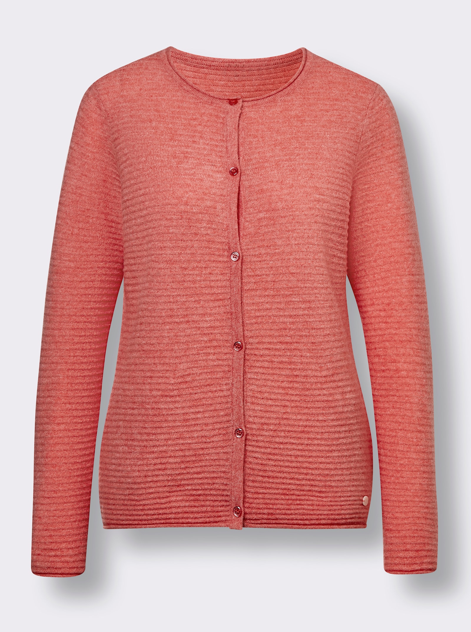 CREATION L PREMIUM Vest van kasjmier met fijne rolranden - koraal