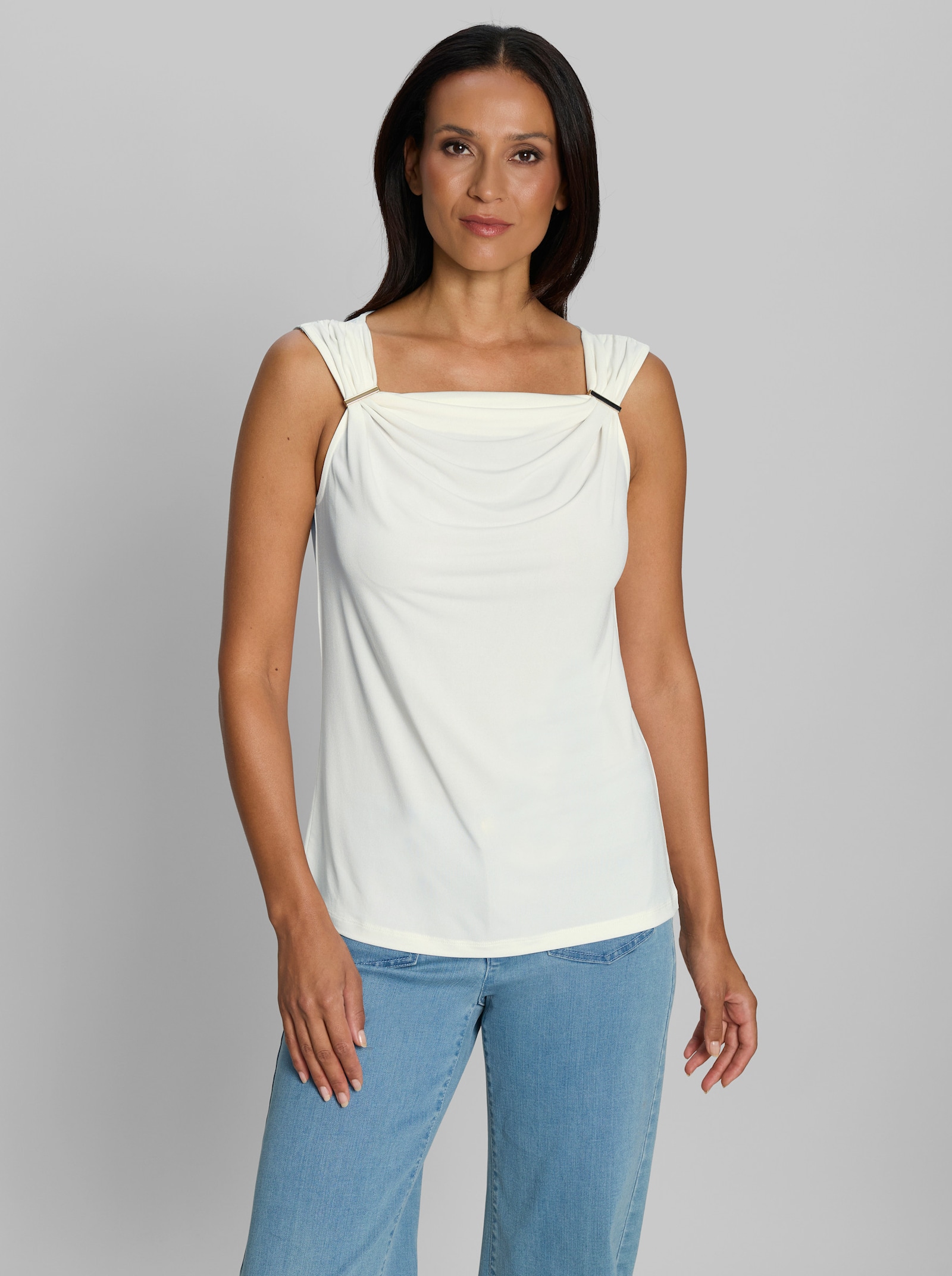 heine Shirt mit Raffung - ecru