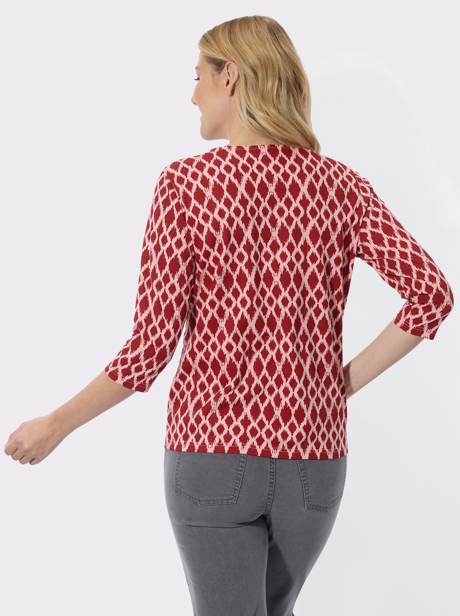  3/4-Arm-Shirt mit modischem Druckmuster - kirsche-rosenquarz-bedruckt