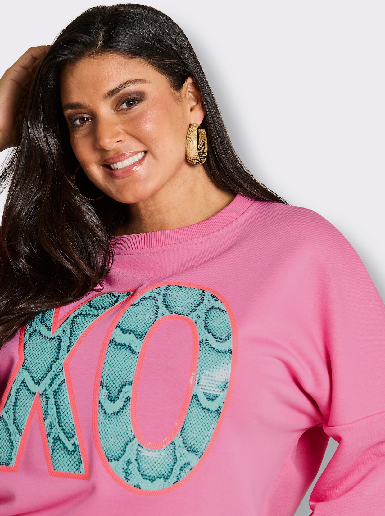 sheego loves miss goodlife Sweatshirt mit Front- und Rückenprint - altrosa-pink-bedruckt
