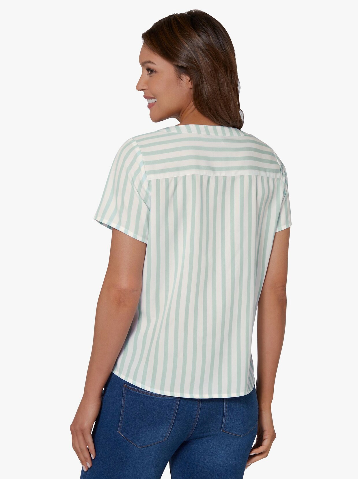 Comfortabele blouse - mint gestreept