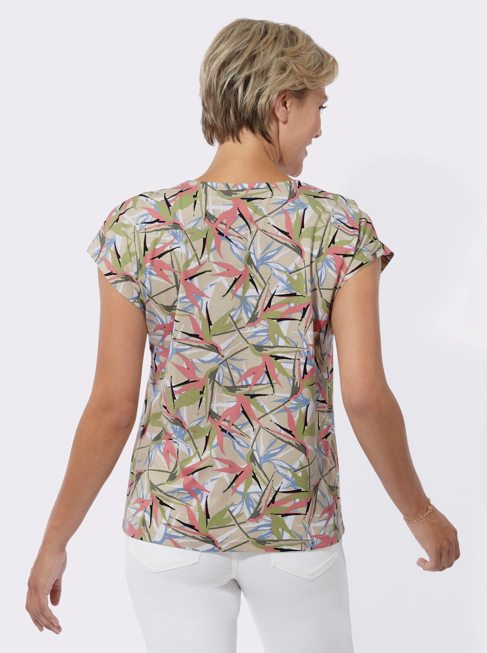 Print-Shirt im Baumwoll-Modal-Mix - sand-khaki-bedruckt