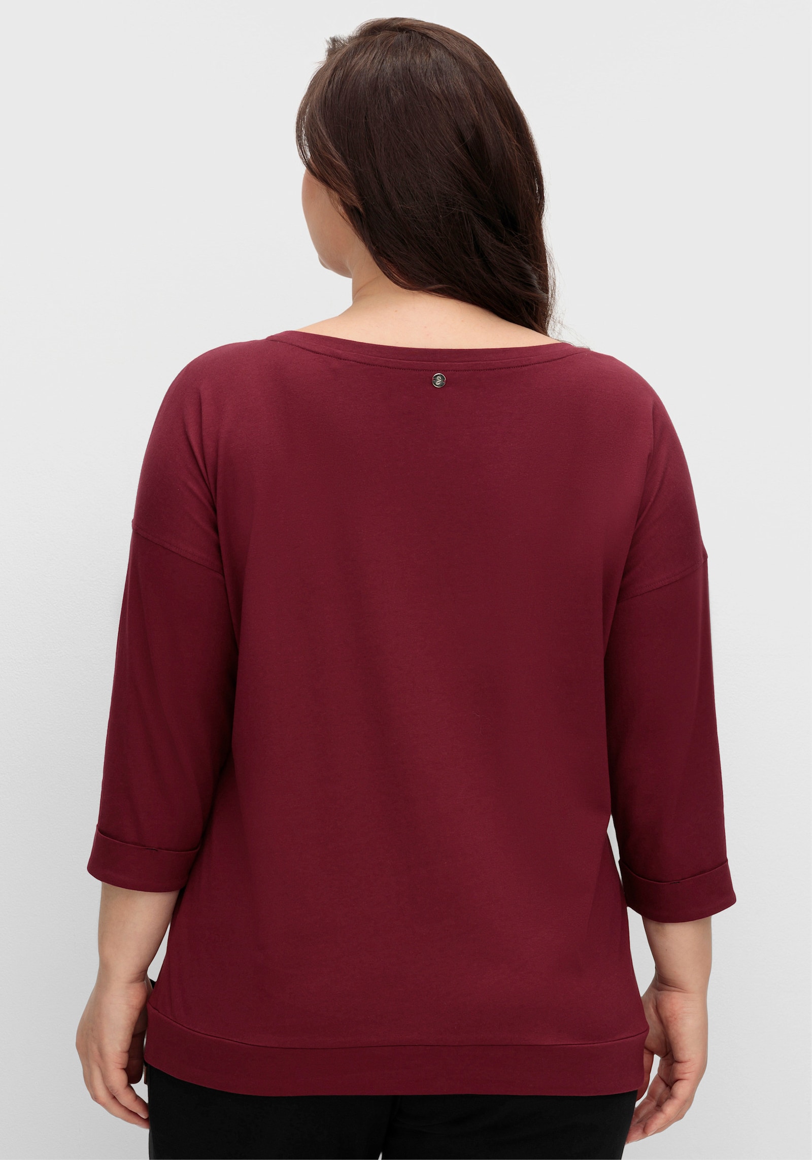 sheego Oversize-Shirt mit Wordingprint - weinrot