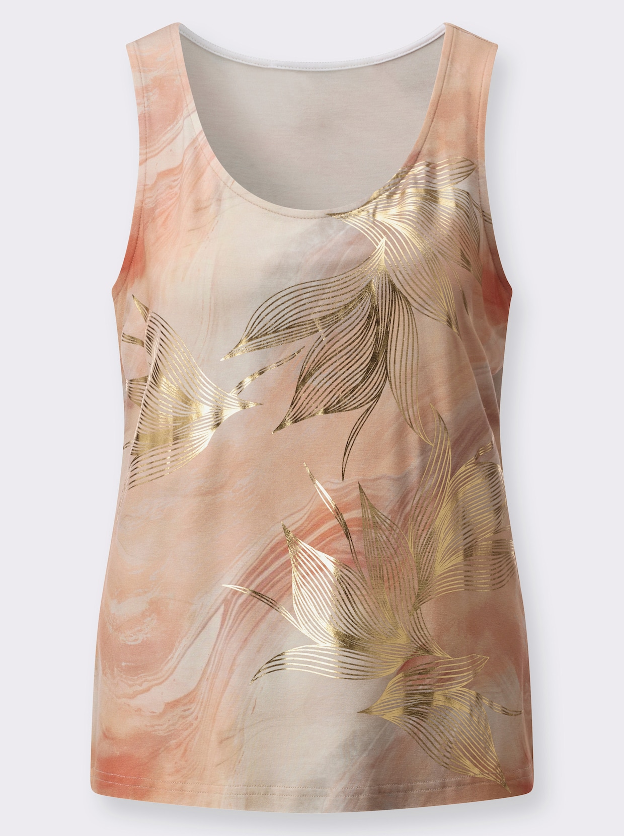 Shirttop mit Foliendruck - ecru-apricot-bedruckt