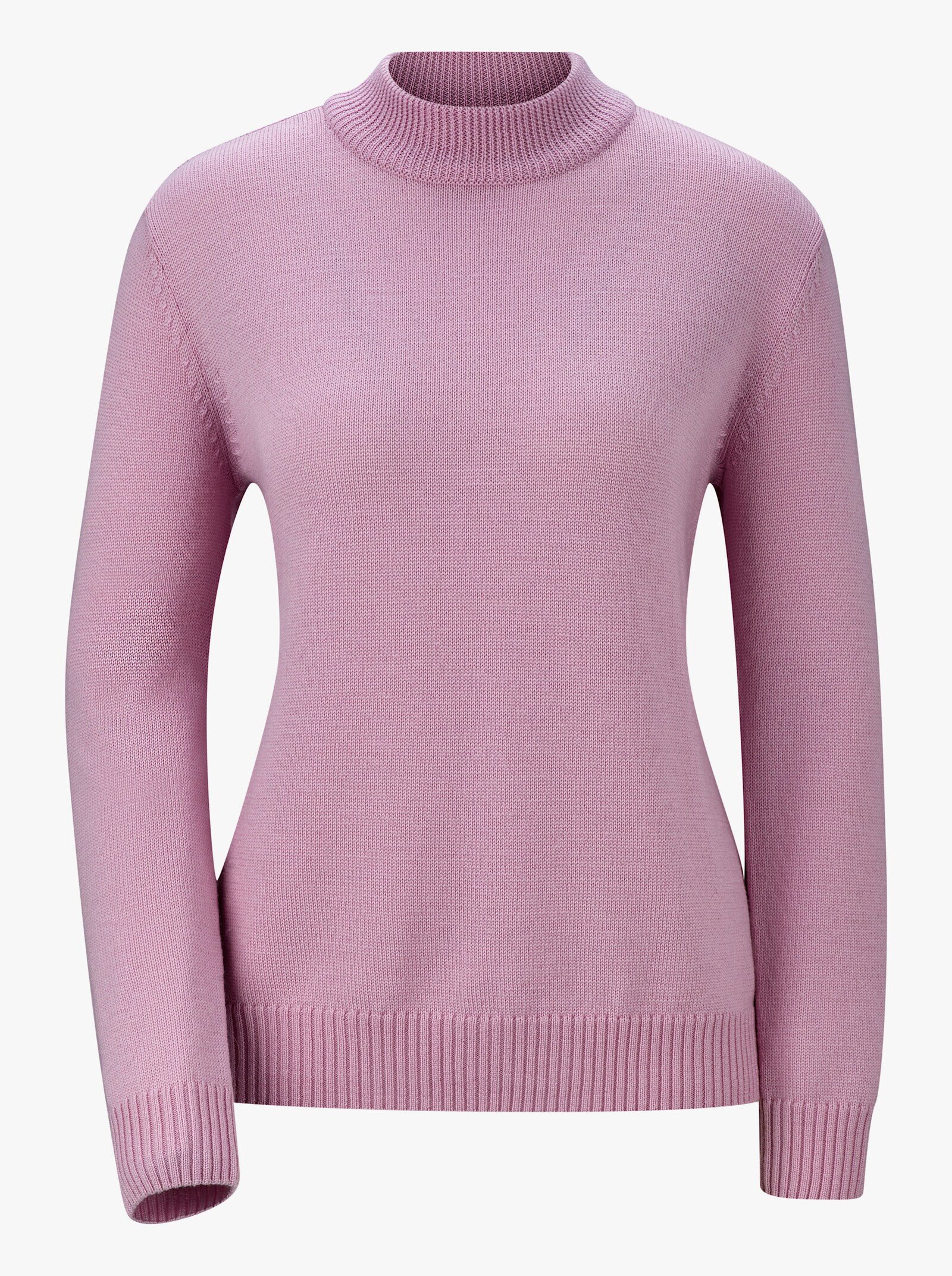 Stehkragenpullover aus Merino-Wolle - orchidee