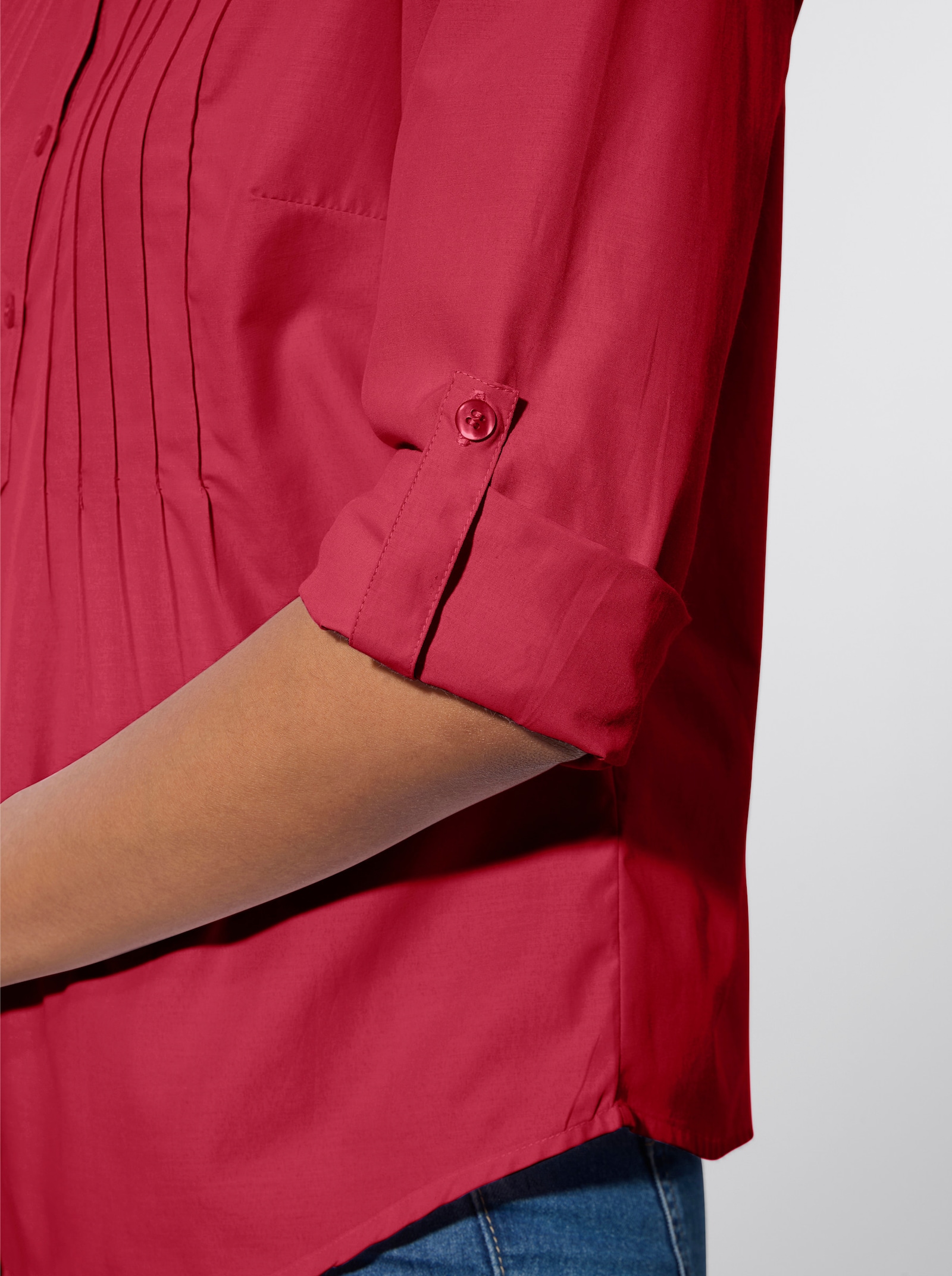 Overhemdblouse met opstroopbare mouwen - rood