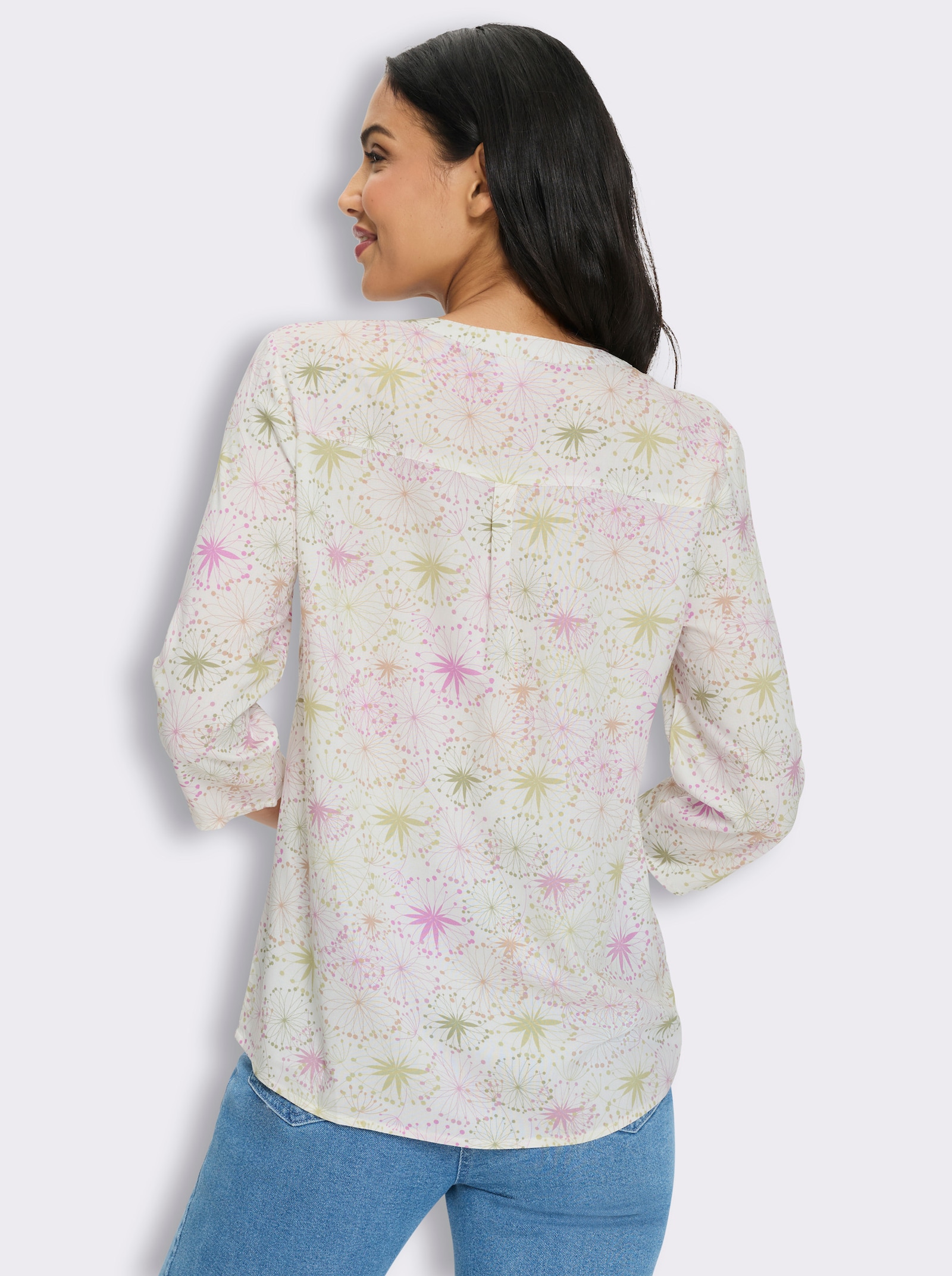Schlupfbluse - mauve-schilf-bedruckt