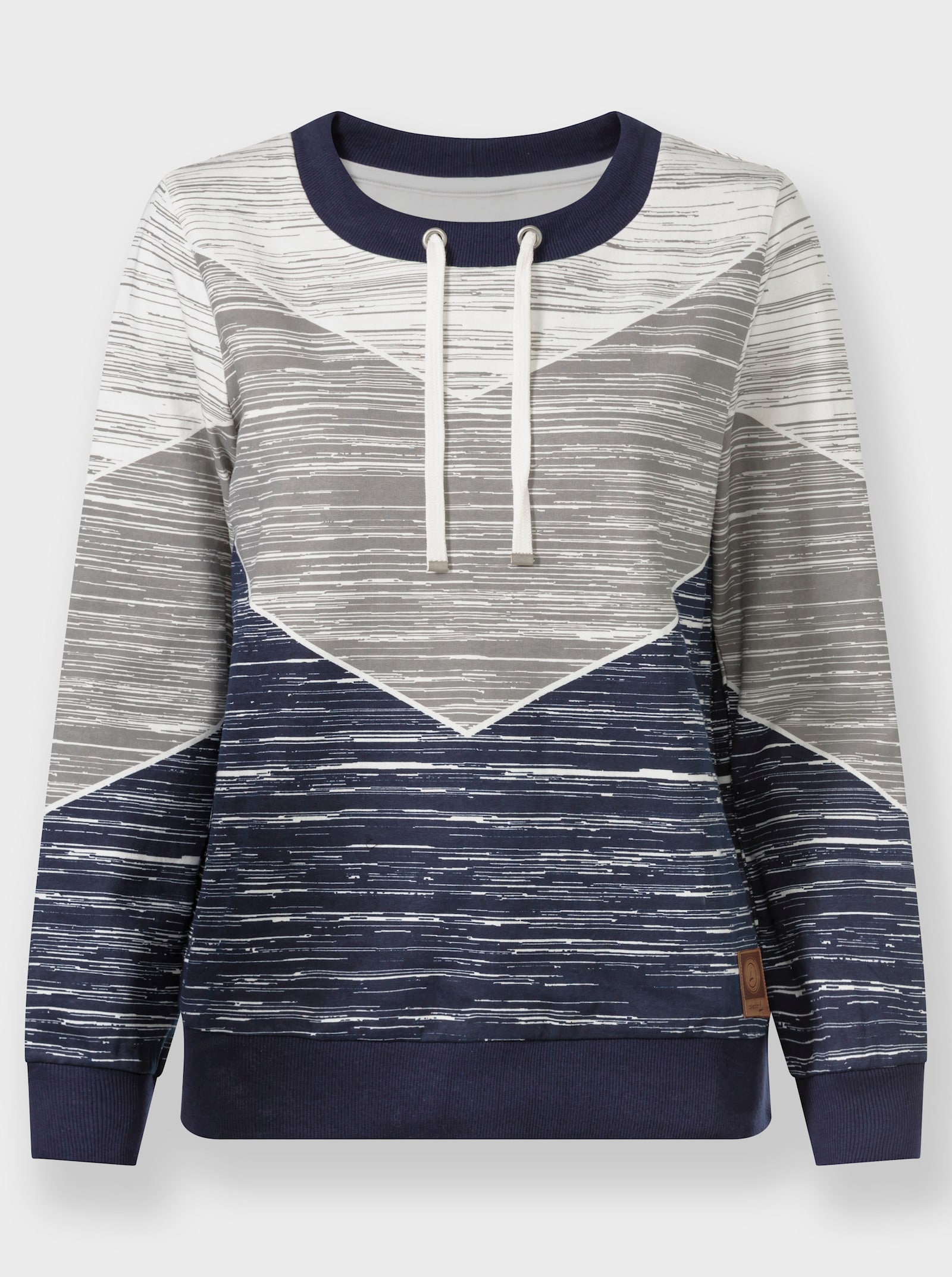 Sweatshirt mit variierbarem Rundhals-Ausschnitt - marine-ecru